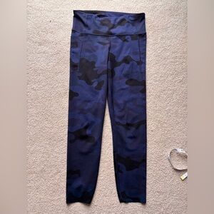 GapFit Recycled Power Camo Leggings Blue Navy Size S Regular High Rise Workout